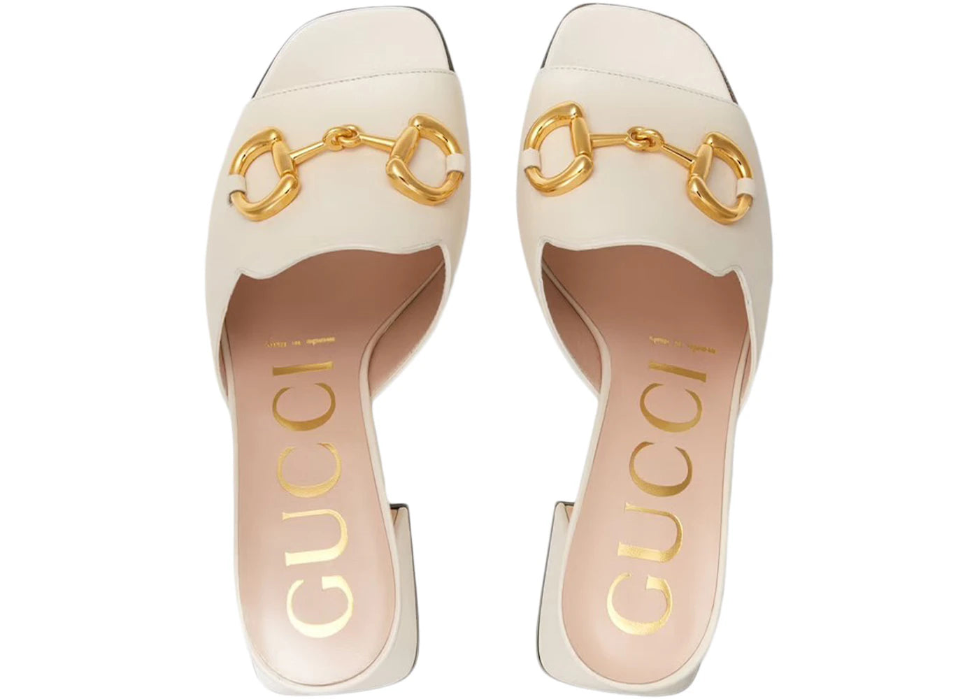 gucci horsbit 75mm heeled sandal white leather