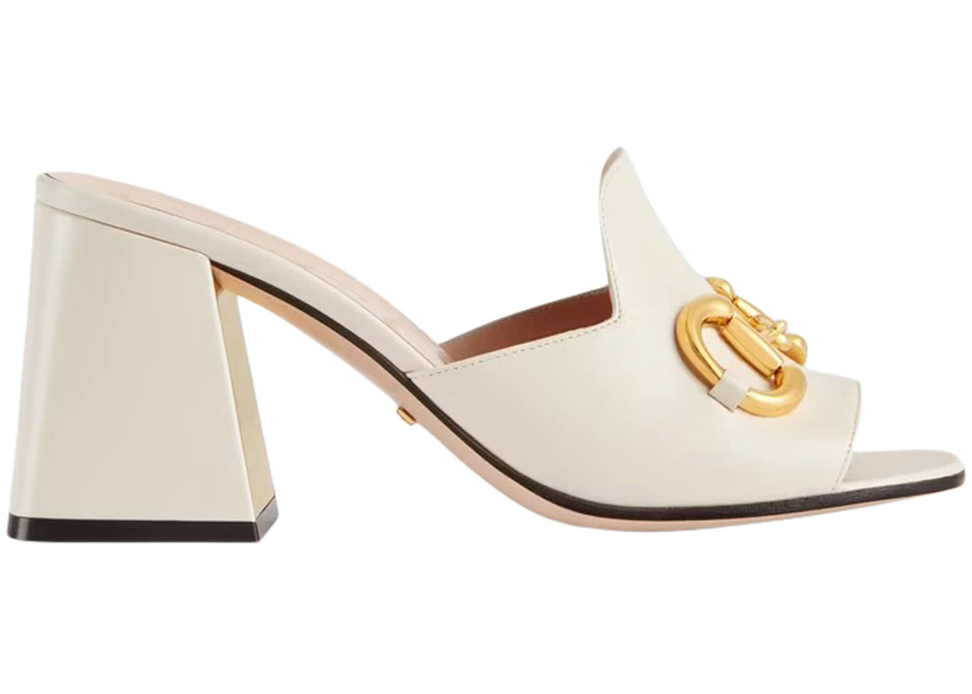 gucci horsbit 75mm heeled sandal white leather