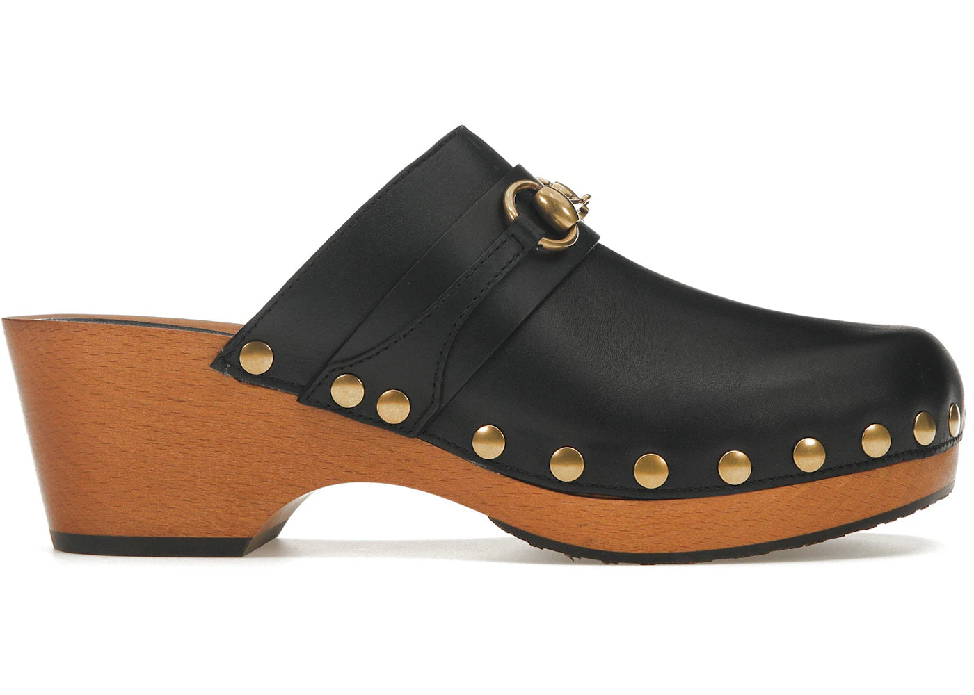 gucci horsebit 35mm clog black leather