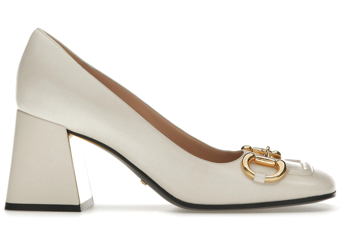 gucci horsebit 75mm pump white leather