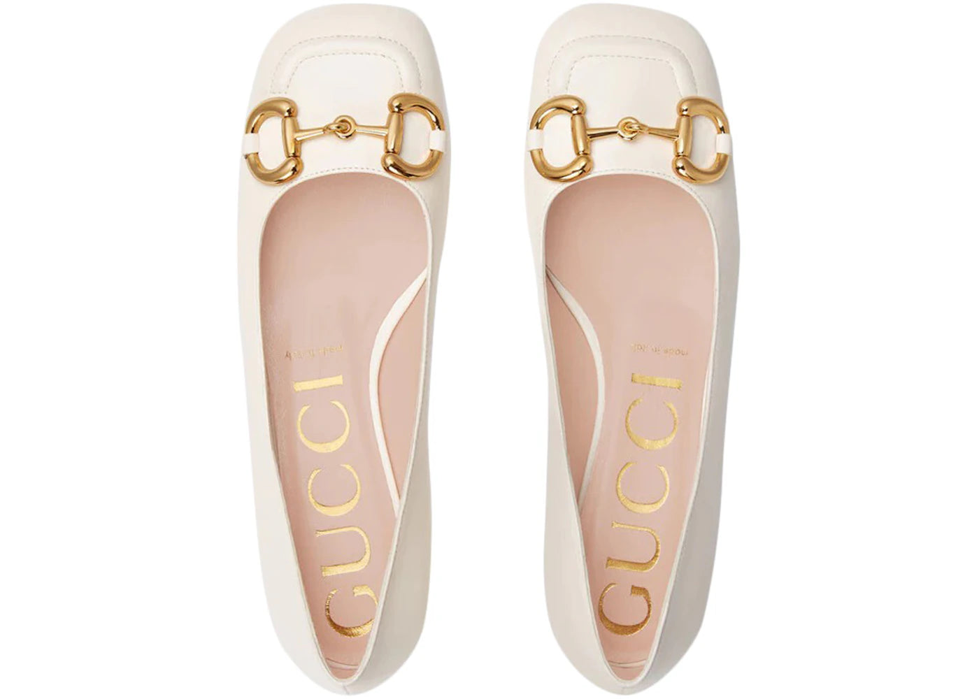 gucci horsebit ballet flat white leather