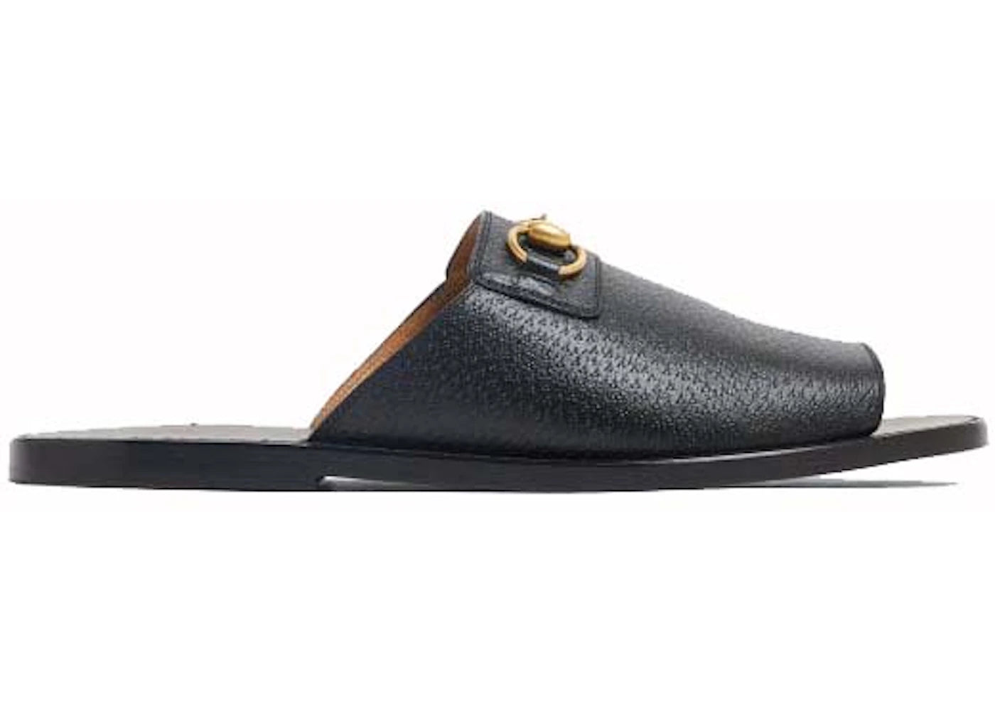 gucci horsebit leather flat slides black