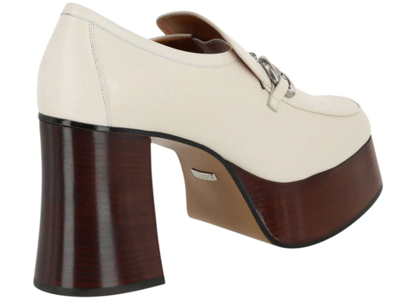 gucci horsebit leather platform loafers cream (women's)