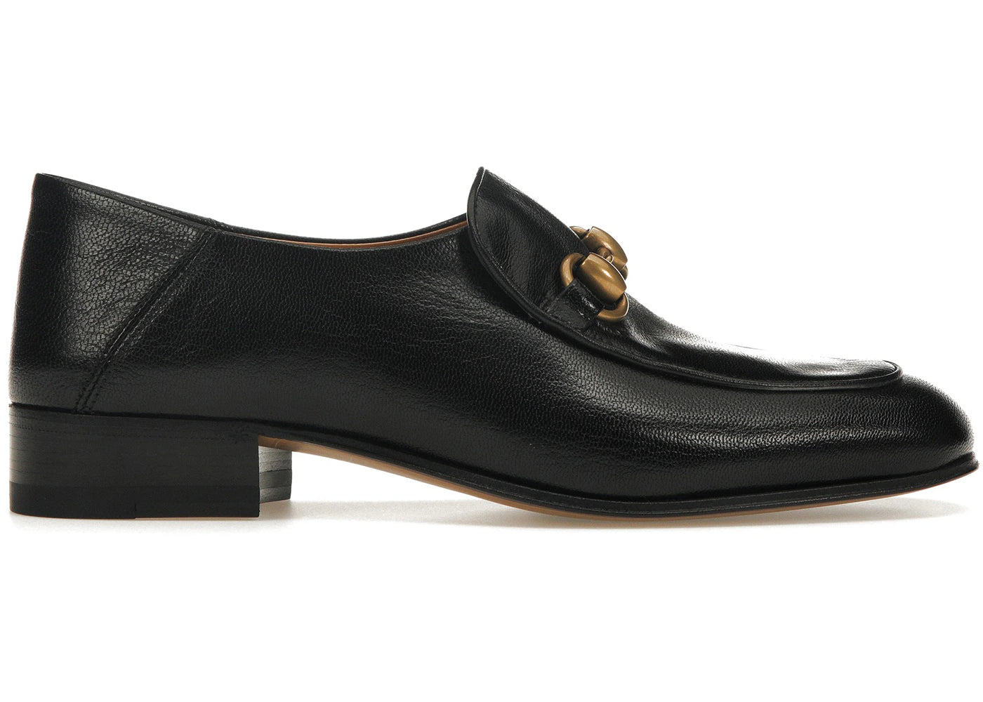 gucci horsebit slip on loafer gold-tone black leather (women's)