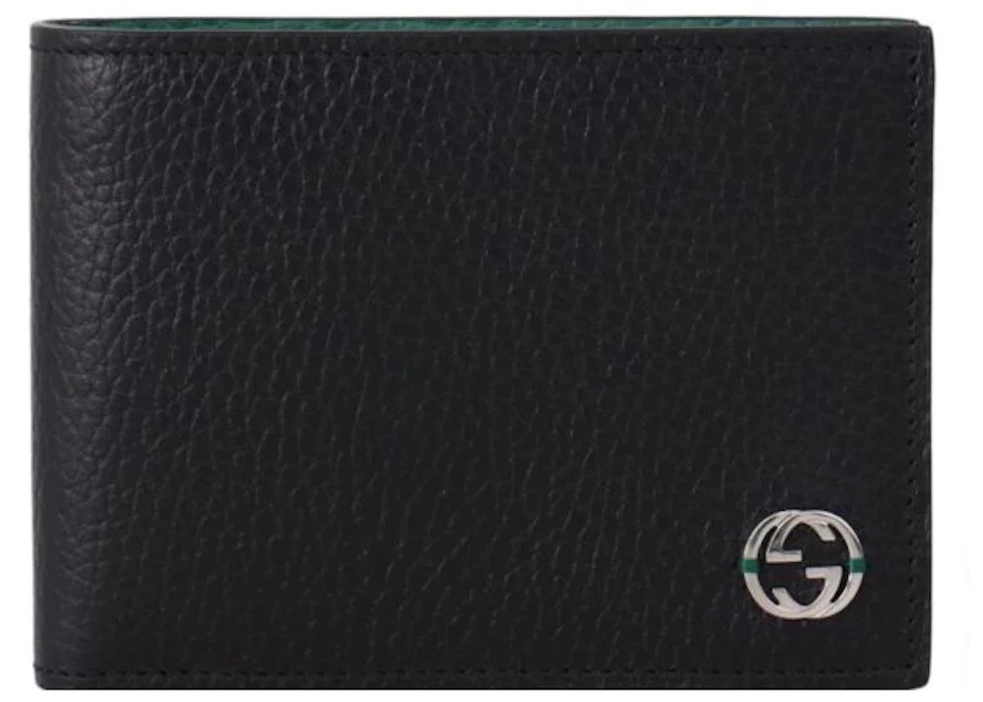Gucci Interlocked Gg Bifold Wallet 6 Card Slot Black/Green