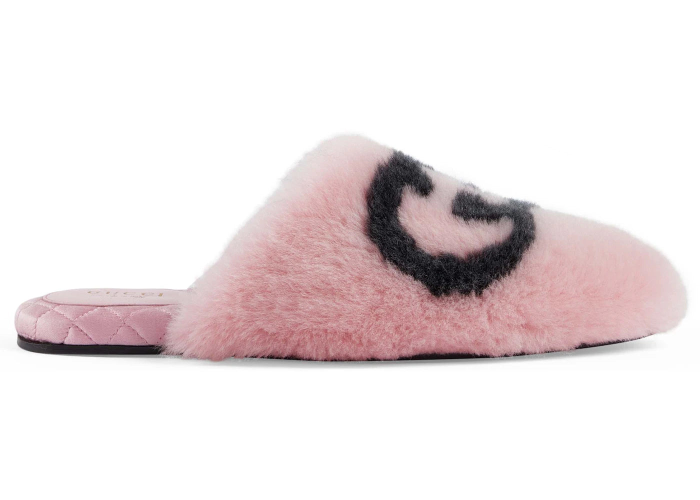 Gucci Interlocking G Faux-Fur Slippers Pink Black (Women'S) UK