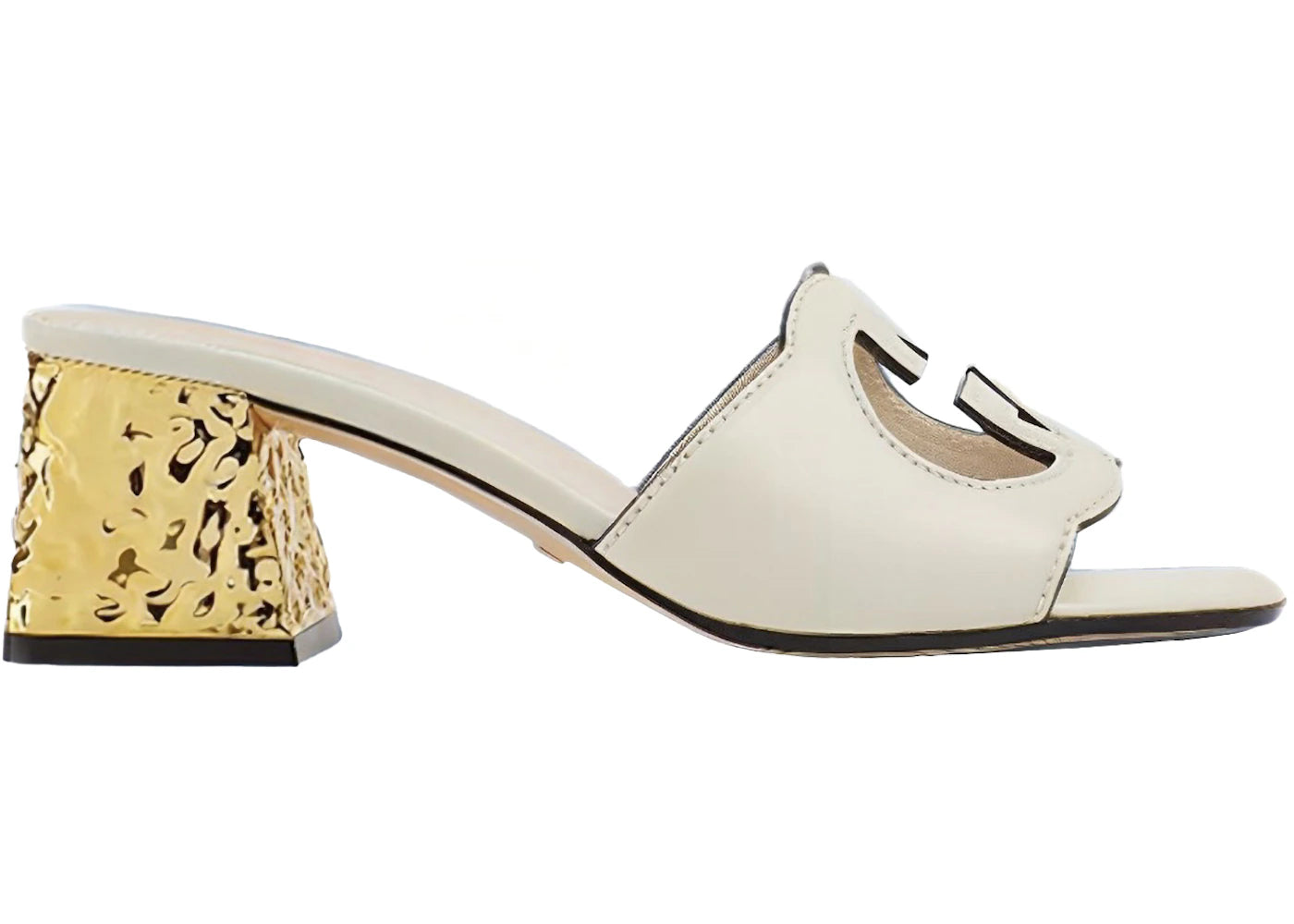 gucci interlocking g leather sandals white golden (women's)