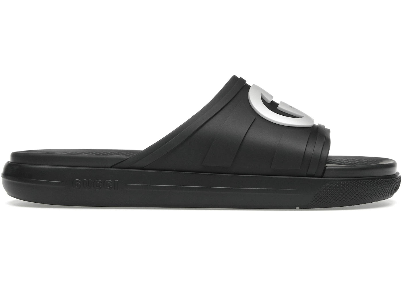 gucci interlocking g slide black white