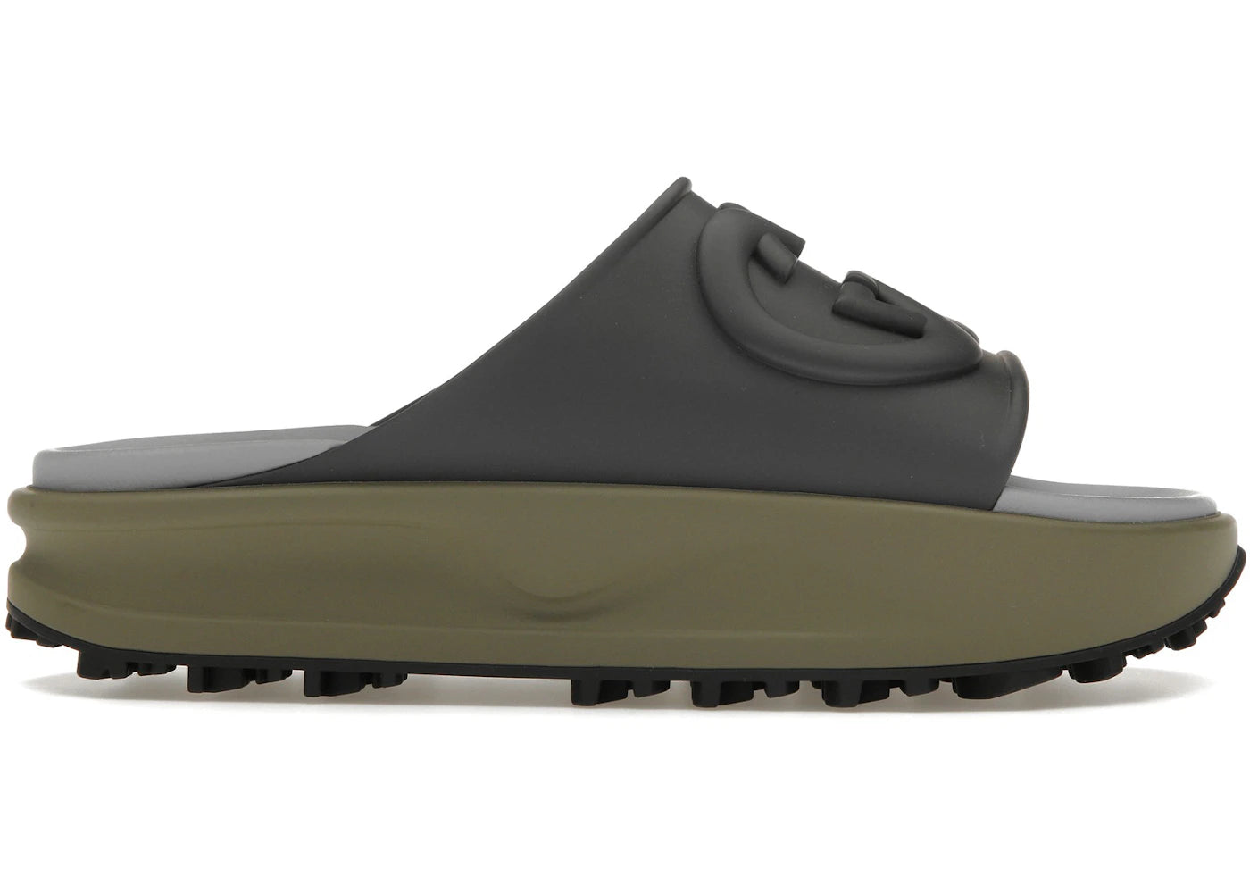 gucci interlocking g slide dark grey khaki