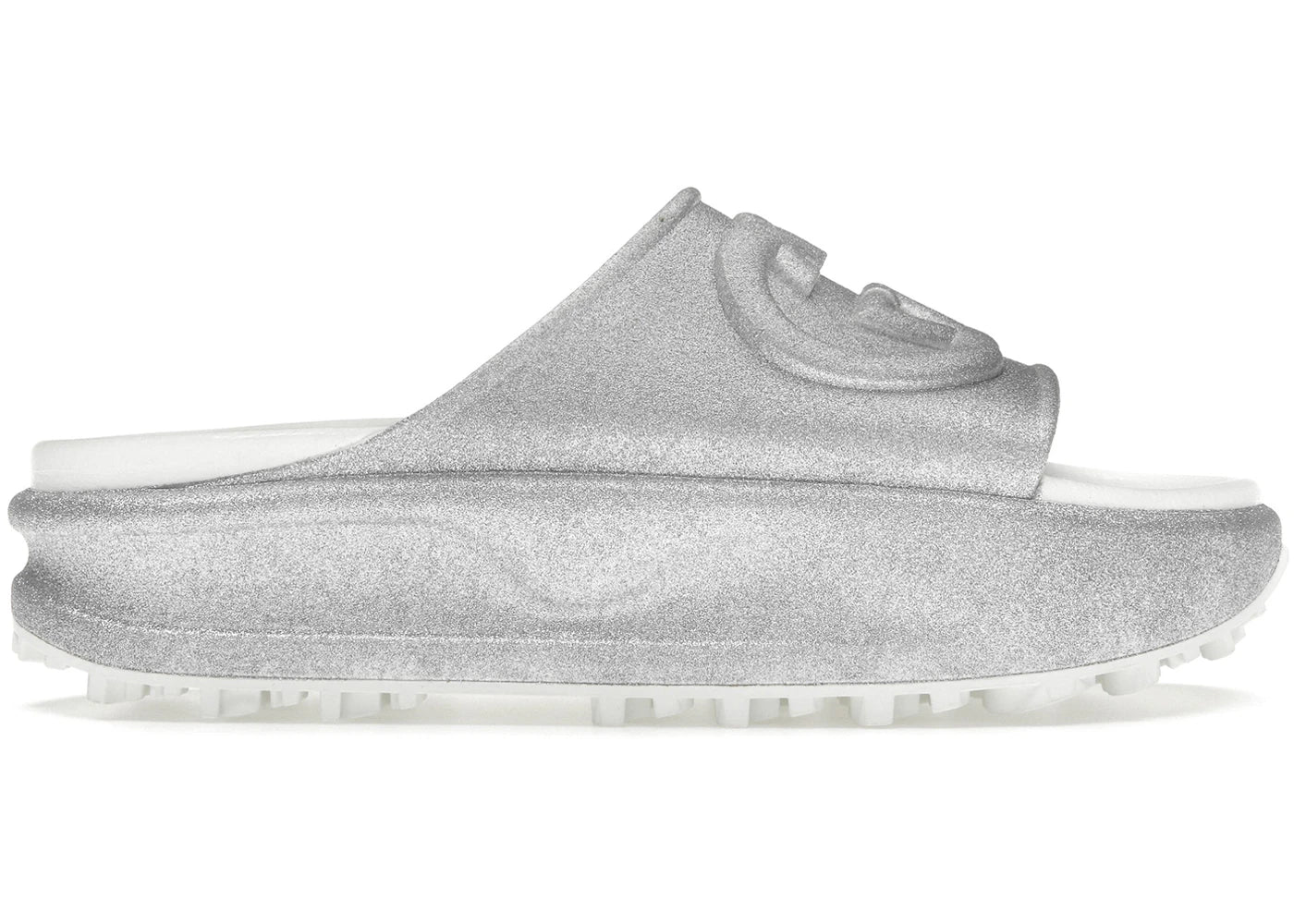 gucci interlocking g slide metalic silver (women's)