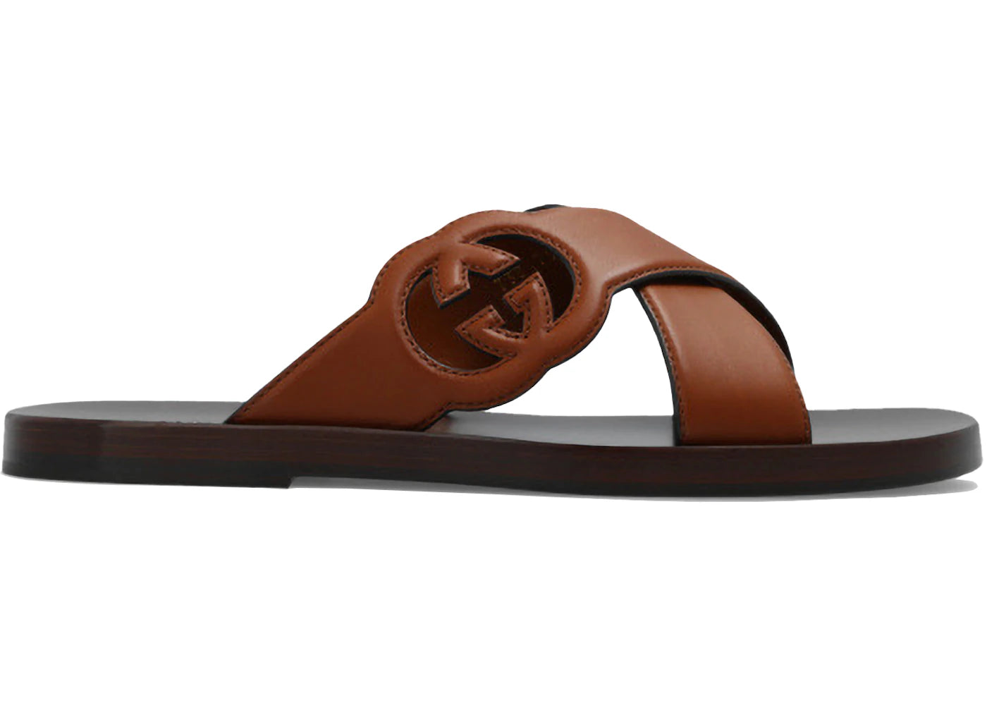 gucci interlocking g slide sandal brown