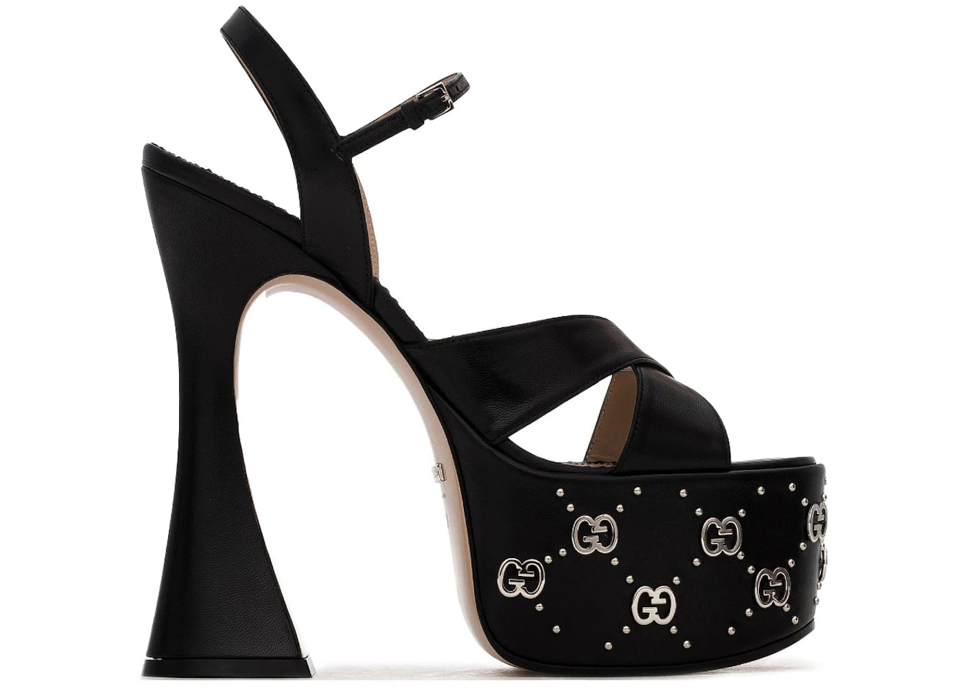 gucci interlocking g studs sandals black (women's)
