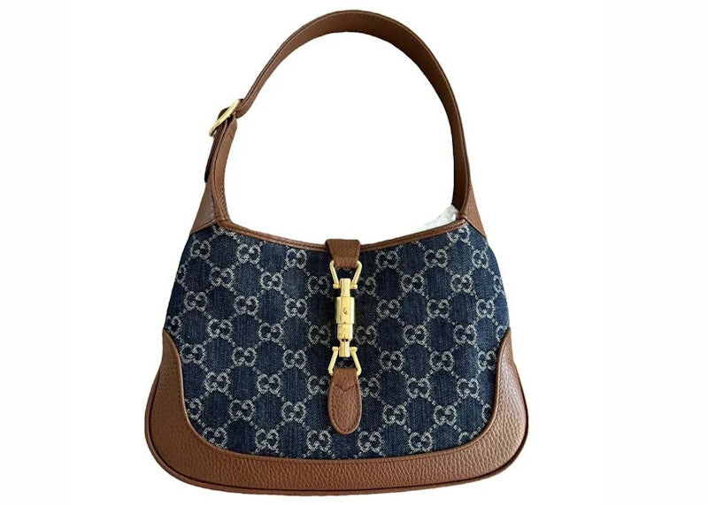 Gucci Jackie 1961 Small Shoulder Bag Gg Denim Blue/Ivory One Size