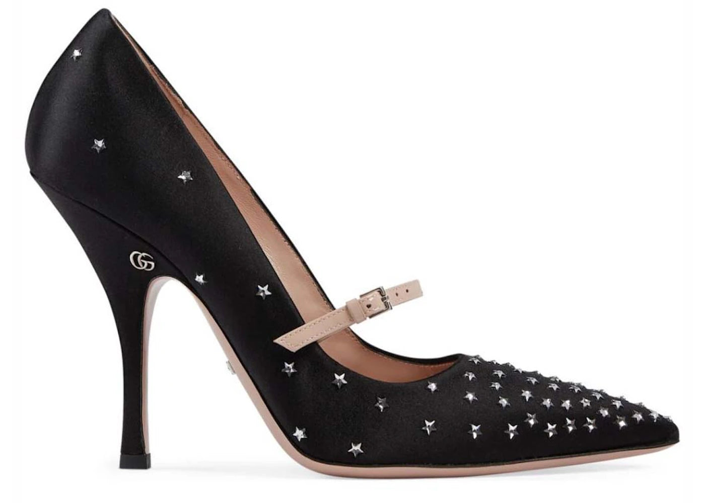 gucci jodie embellished satin pumps black (women's)