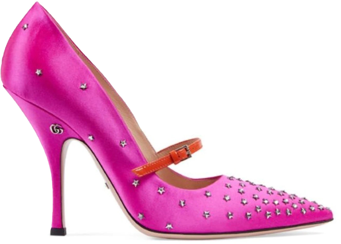 gucci jodie embellished satin pumps fuchsia (women's)
