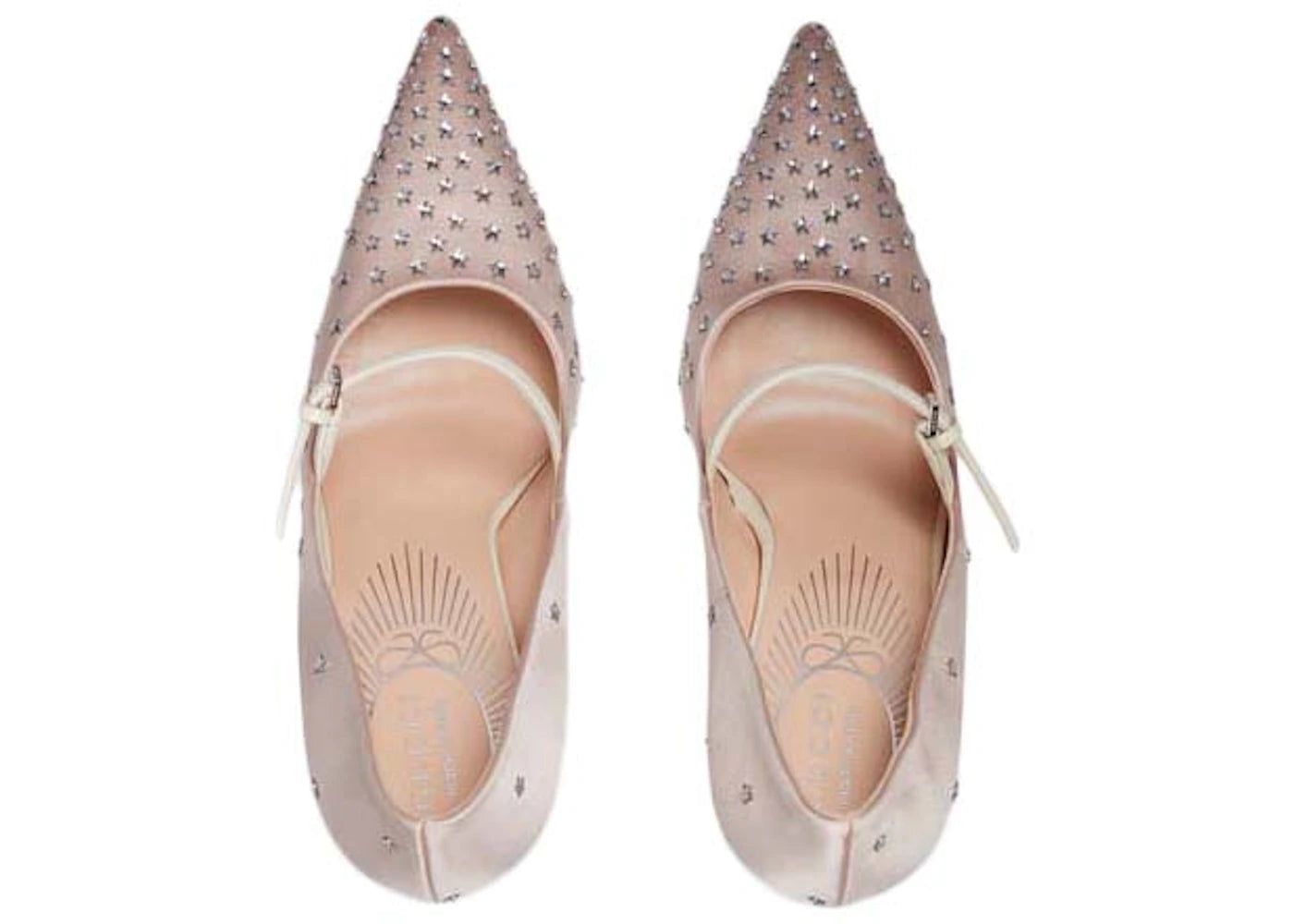 Gucci Jodie Embellished Satin Pumps Pink Womens