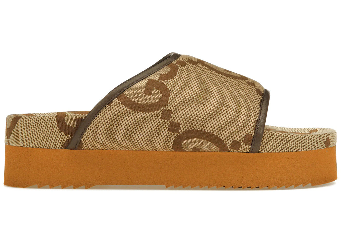 Gucci Jumbo Gg Platform Slide Camel Ebony Monogram (Women'S)
