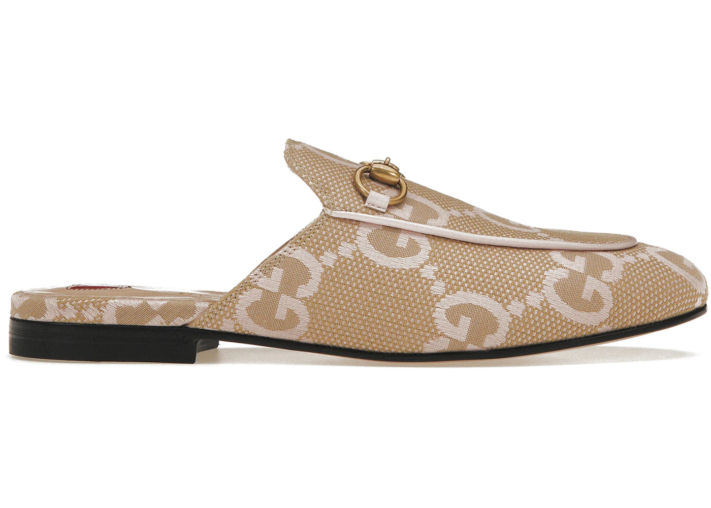 Gucci Jumbo Gg Princetown Slipper Beige Light Pink Canvas