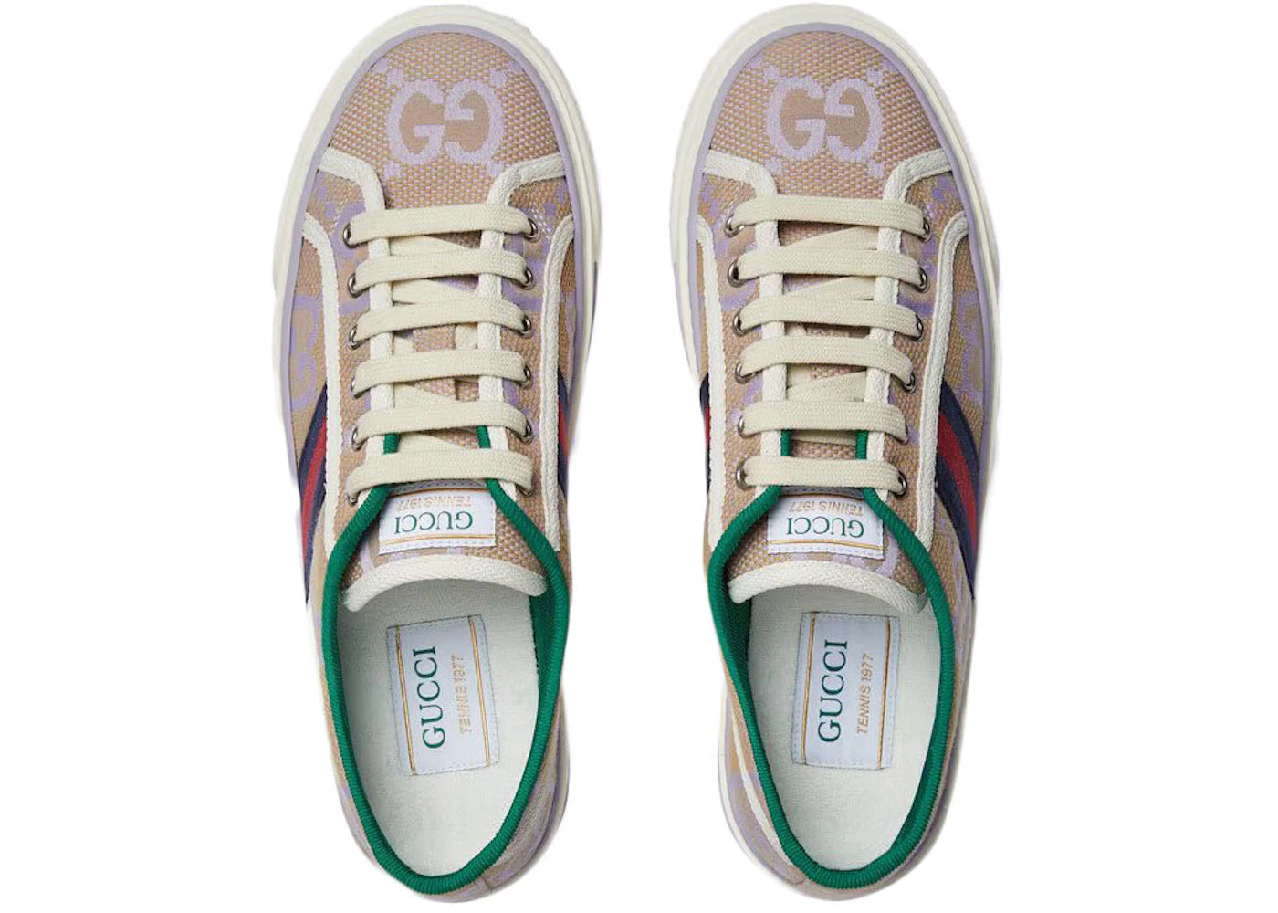 gucci jumbo gg tennis 1977 beige lilac canvas