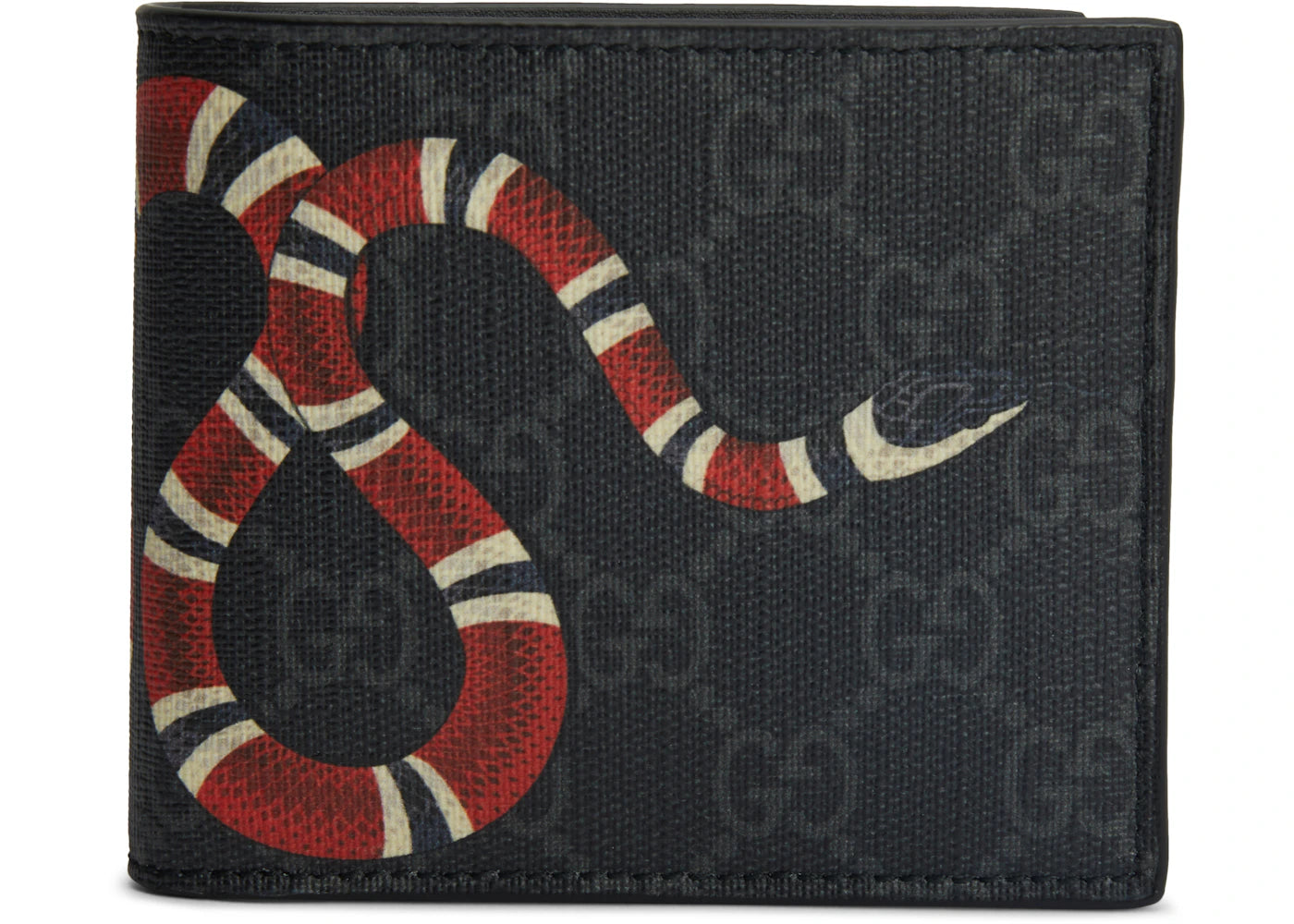 Gucci Kingsnake Wallet Gg Supreme (8 Card Slots) Black One Size