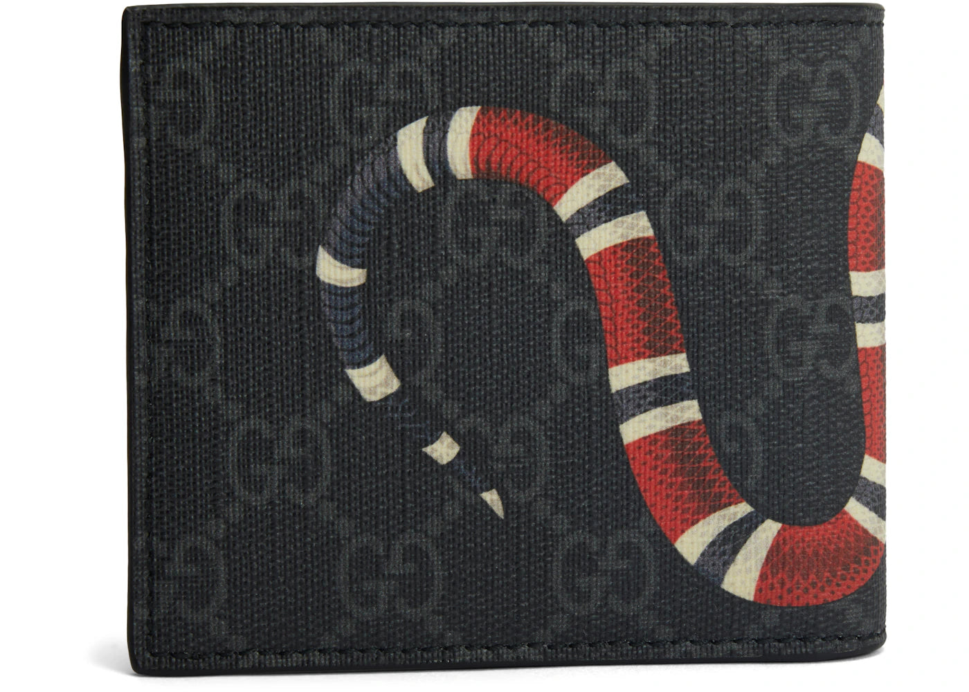 Gucci Kingsnake Wallet Gg Supreme 8 Card Slots Black