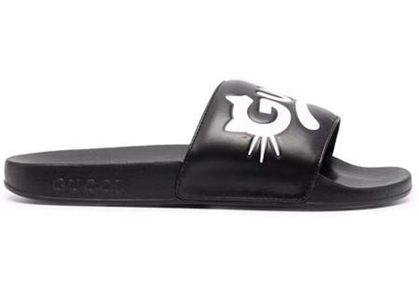 gucci kitty logo slides black (women's)