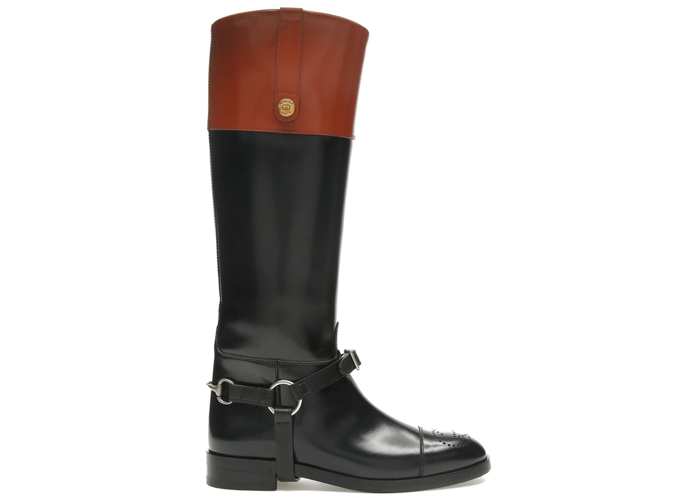gucci knee-high boot black harness leather