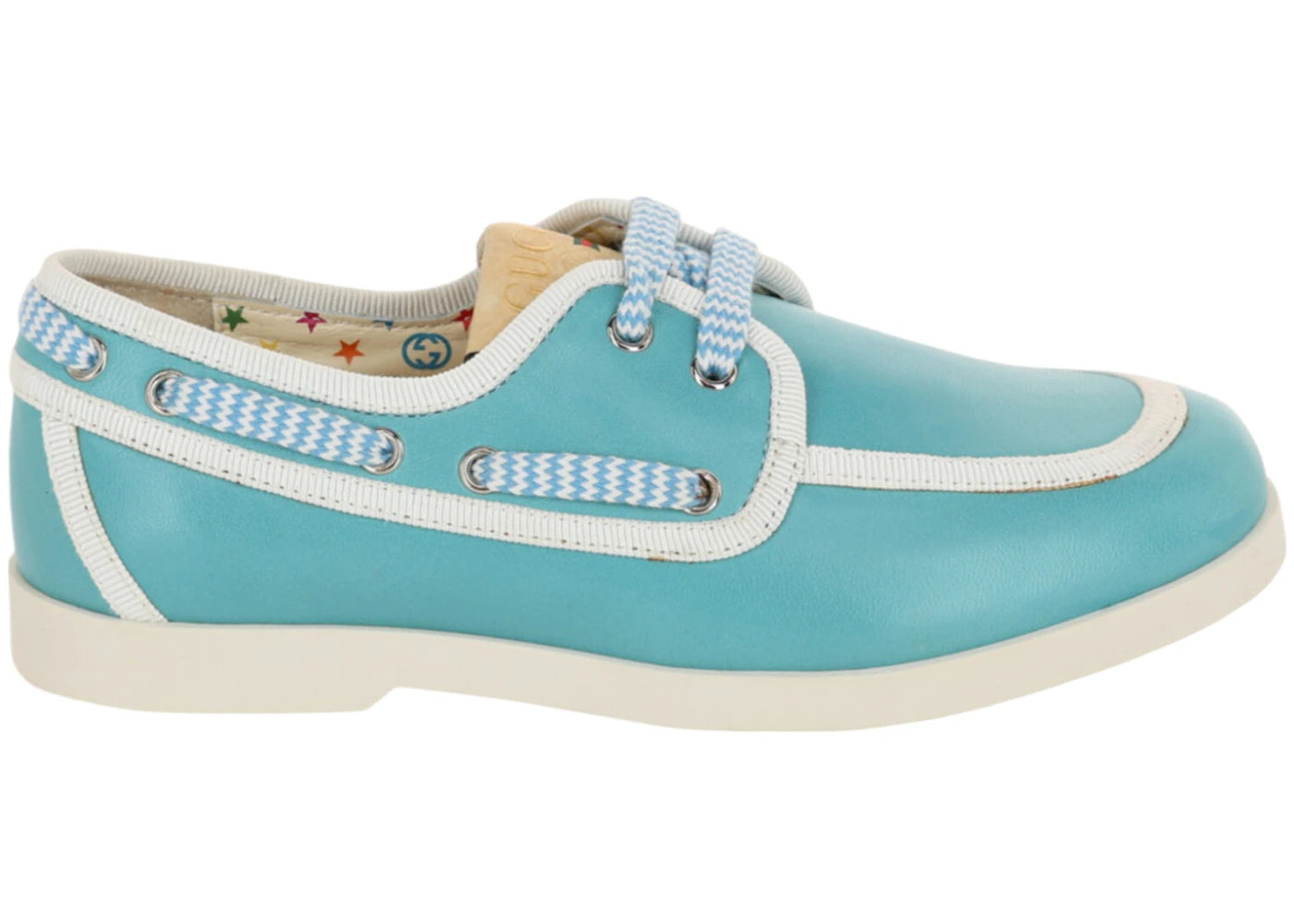 gucci leather boat shoes light blue (kid's)