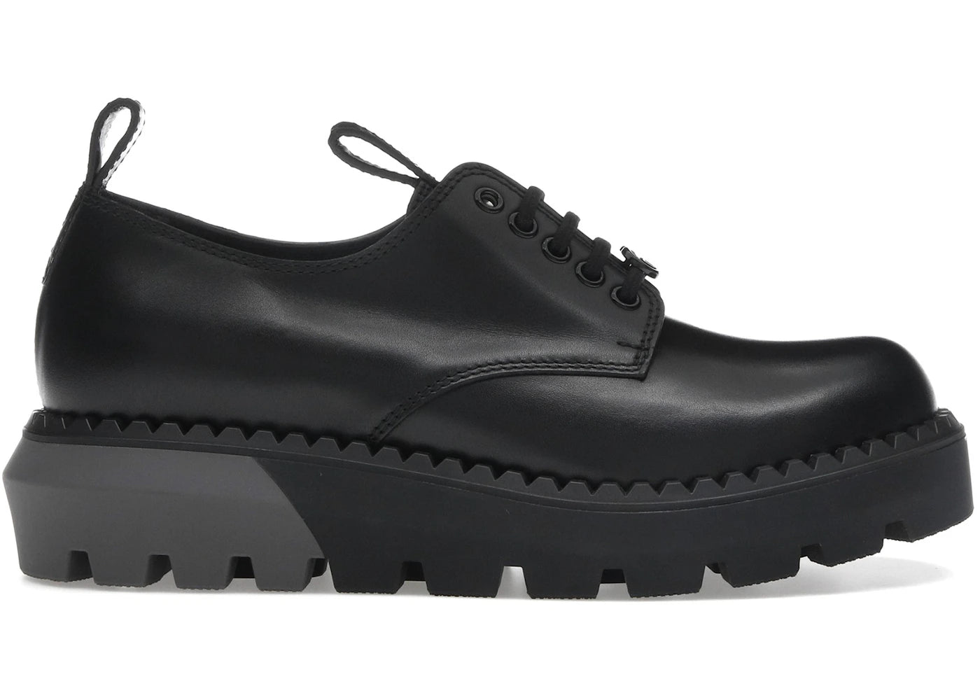Gucci Leather Lace-Up Shoes Black Grey