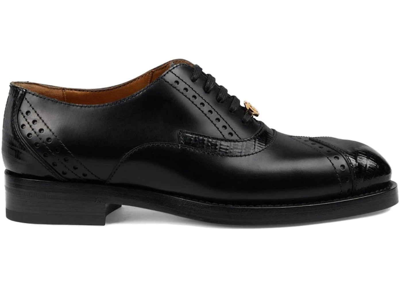 gucci leather lace-up shoes black (women's)