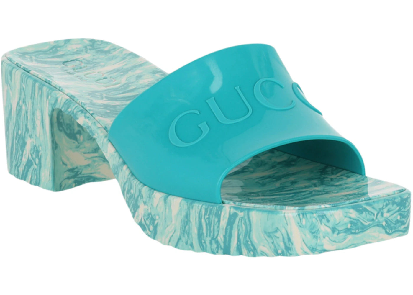 gucci logo slide sandals light blue (women's)