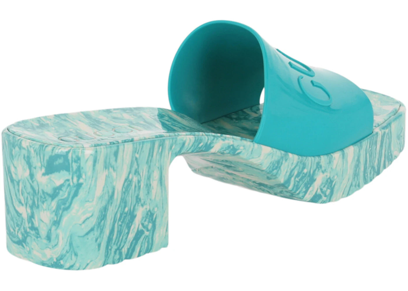 gucci logo slide sandals light blue (women's)