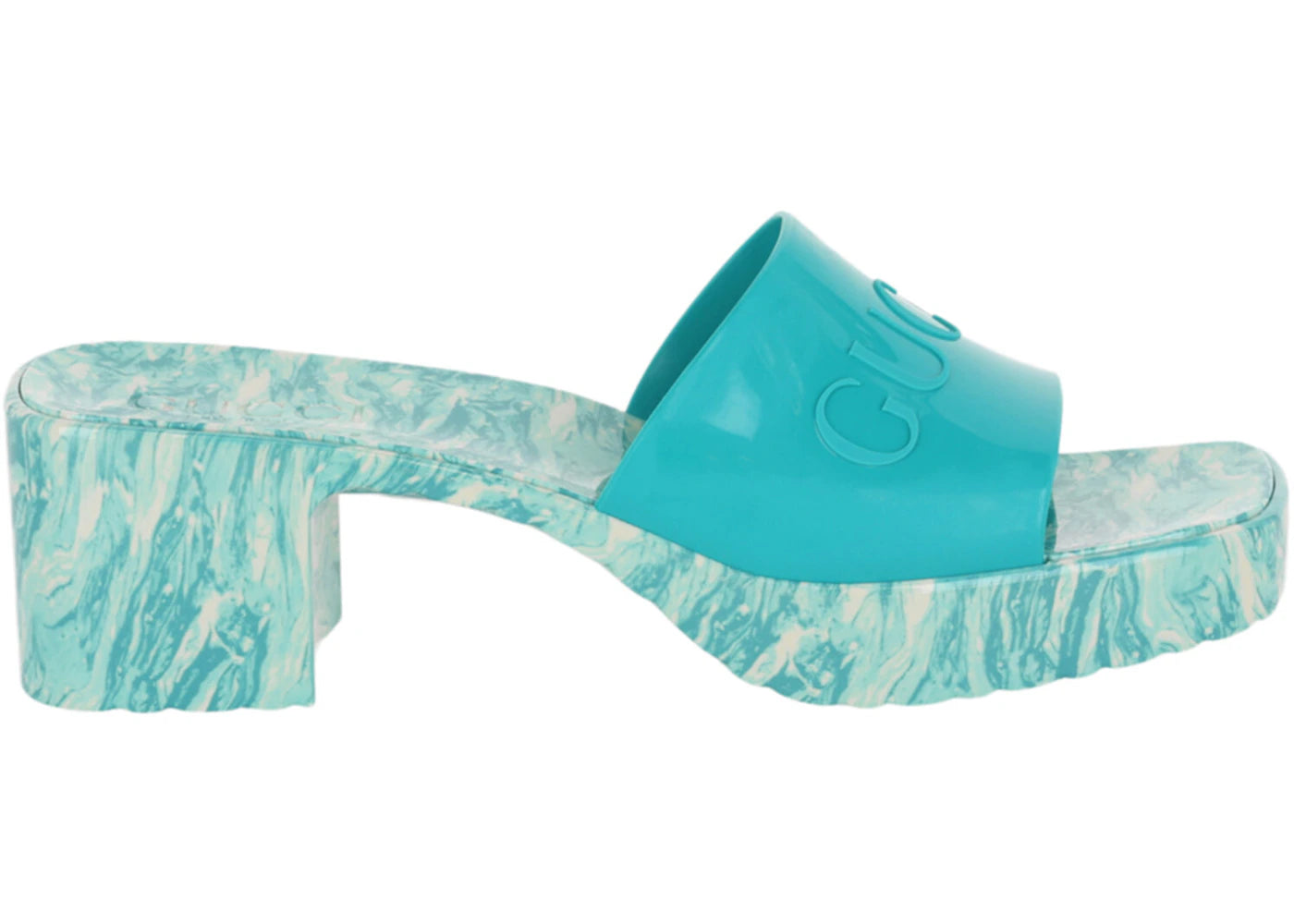 gucci logo slide sandals light blue (women's)