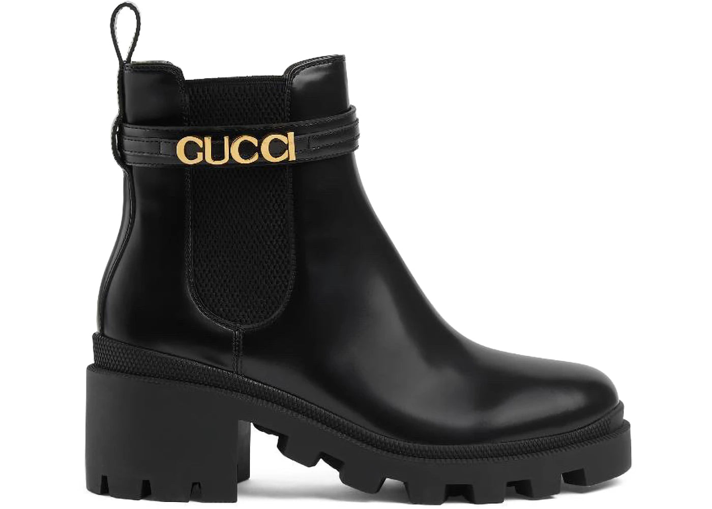 gucci logo-strap chelsea boots black (women's)