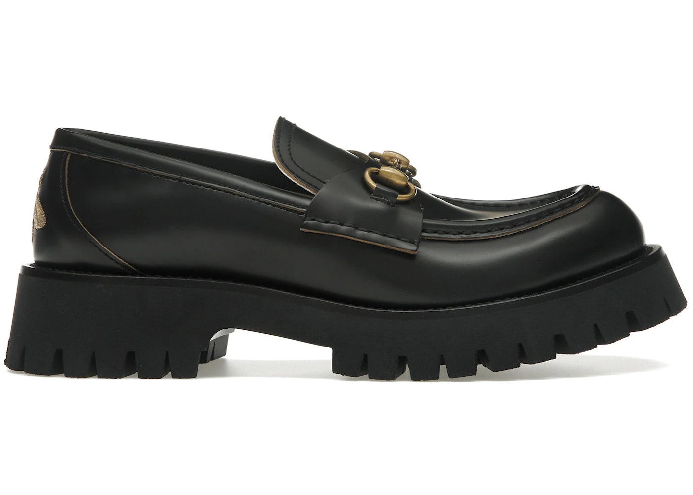 gucci lug horsebit 30mm platform loafer black leather