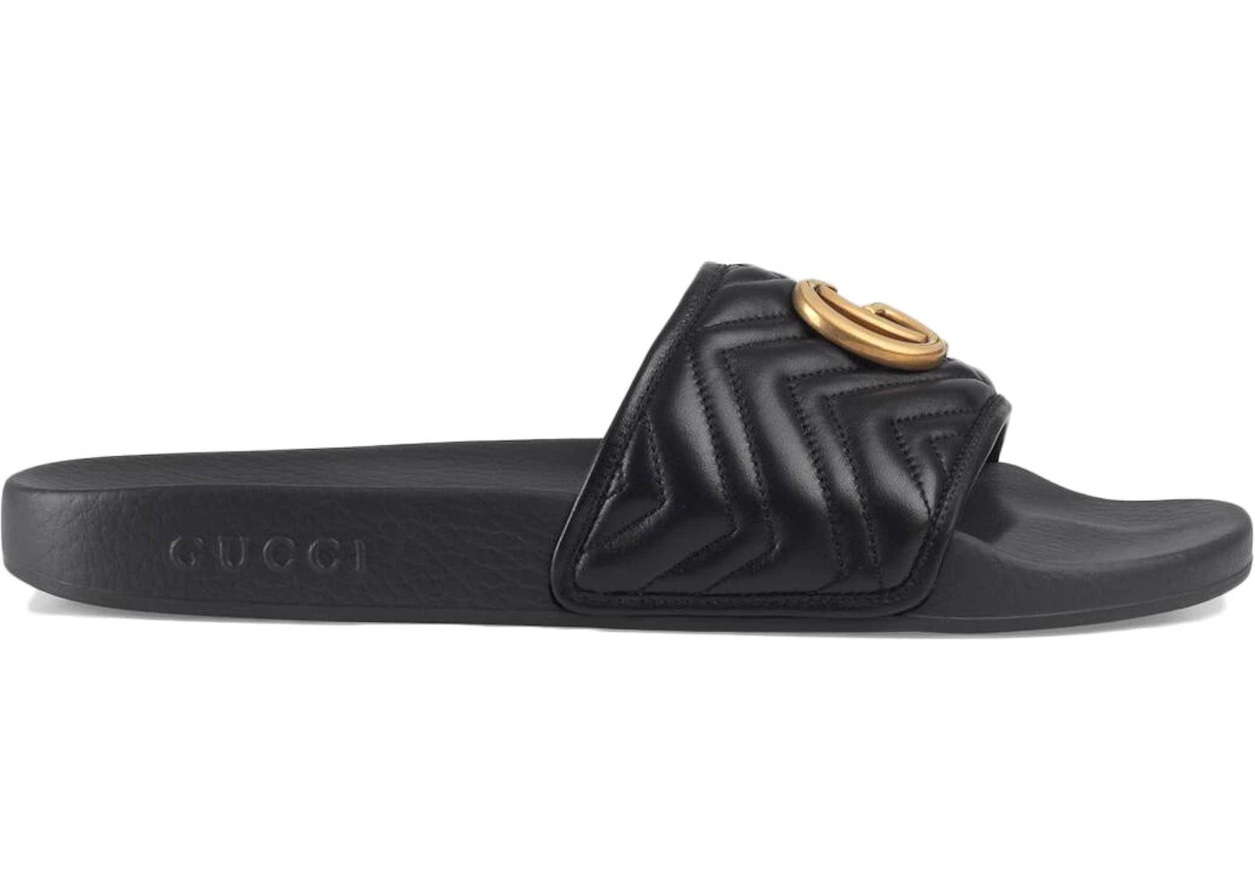 gucci matelasse slide black double g