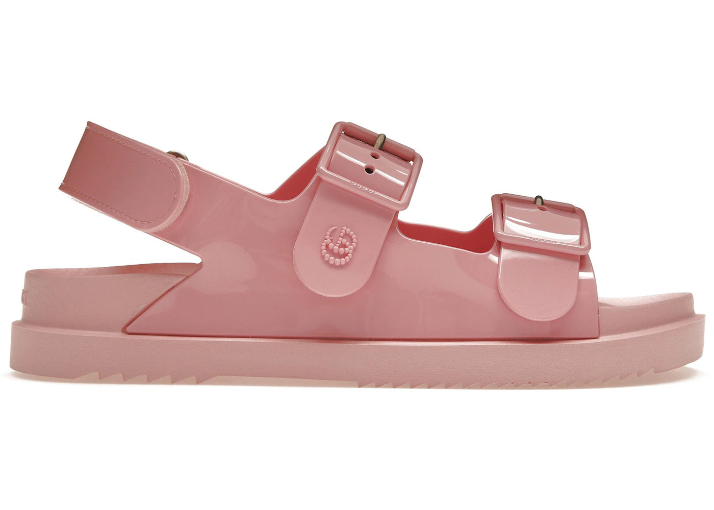 gucci mini double g sandal pastel pink rubber