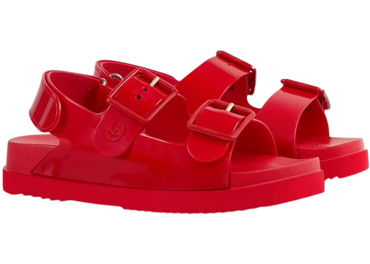 gucci mini double g sandal red rubber
