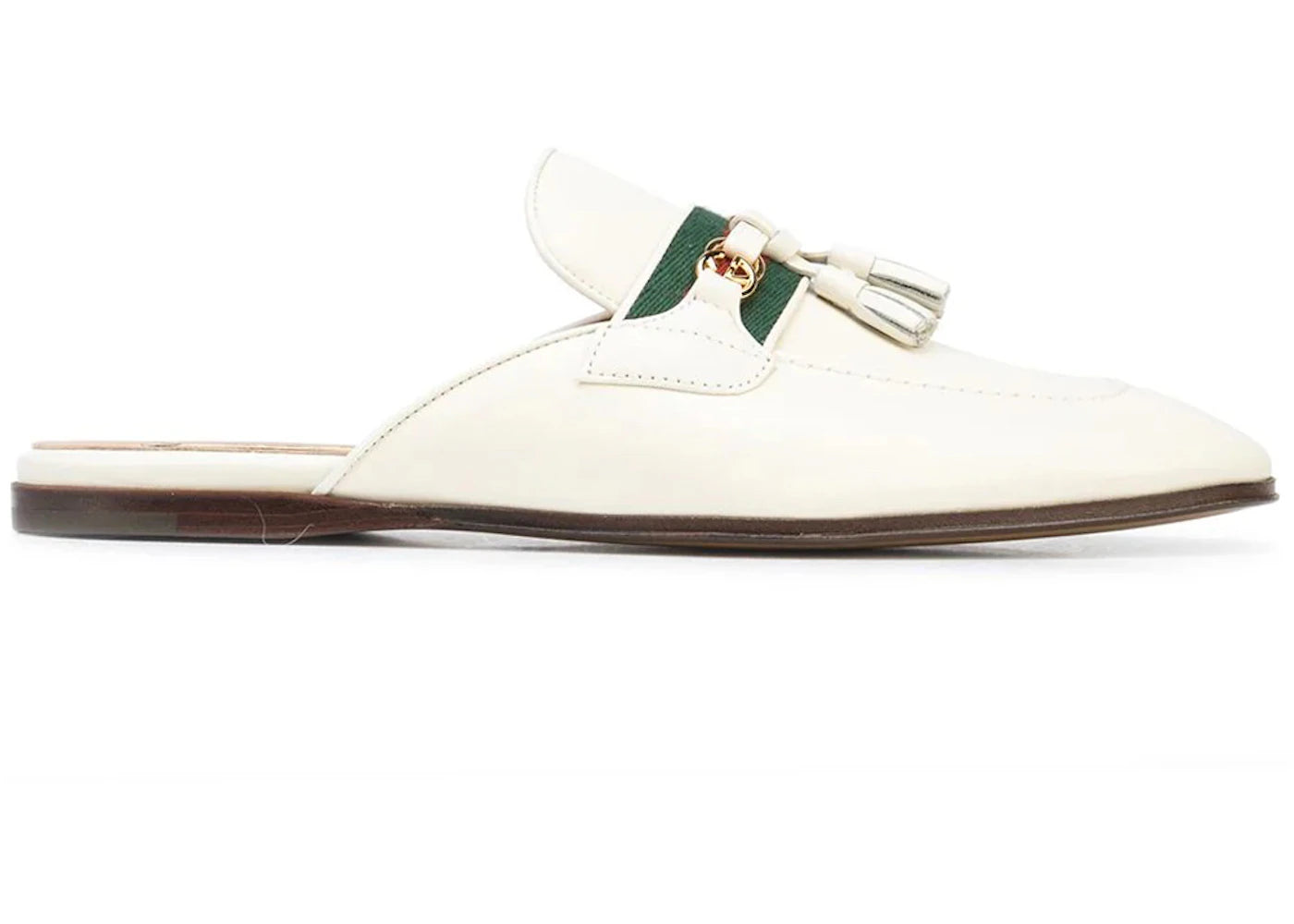 Gucci Paride Gg Web Tassel Mule Dusty White