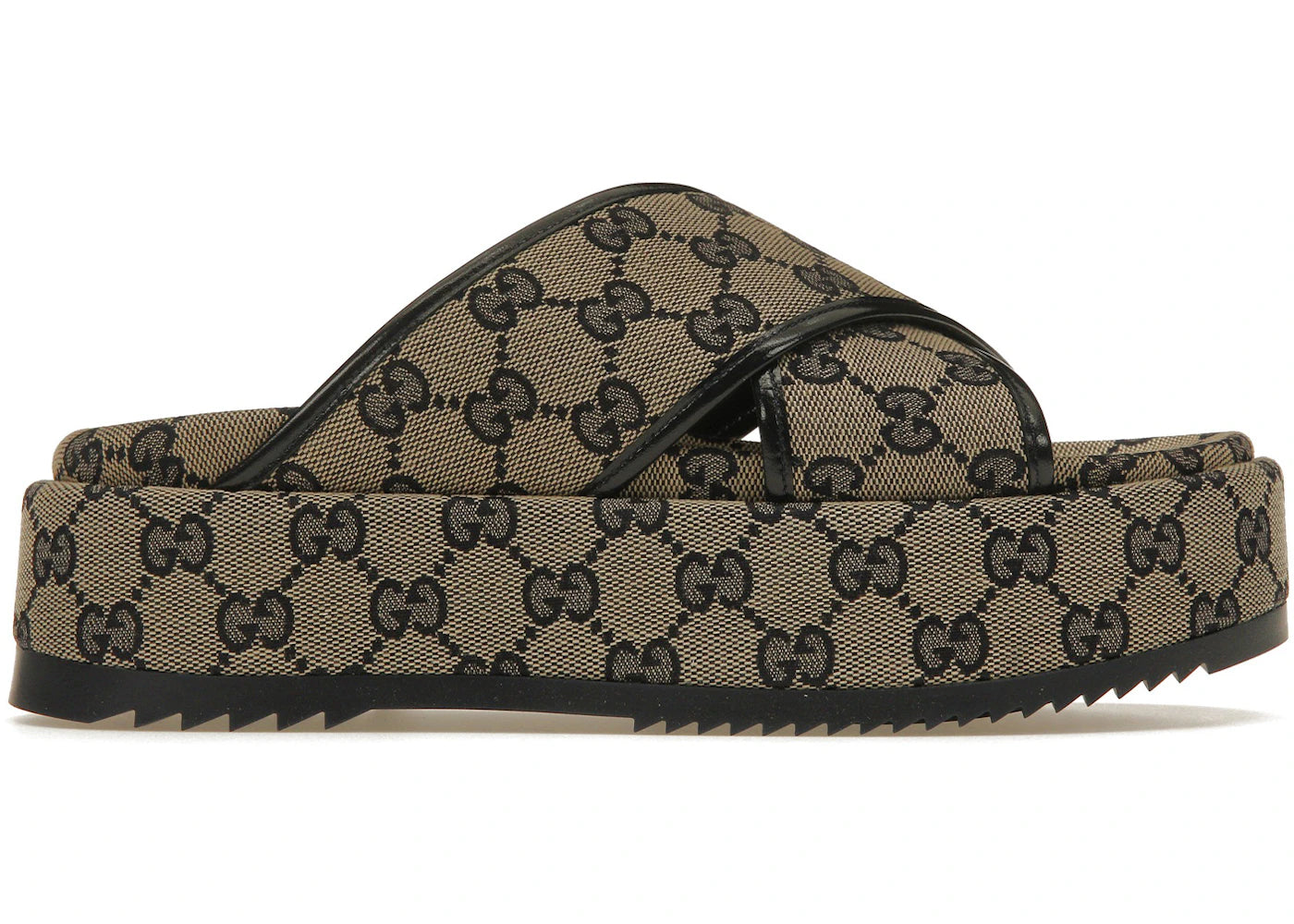 Gucci Gg Platform 30 Mm Sandal Blue Canvas