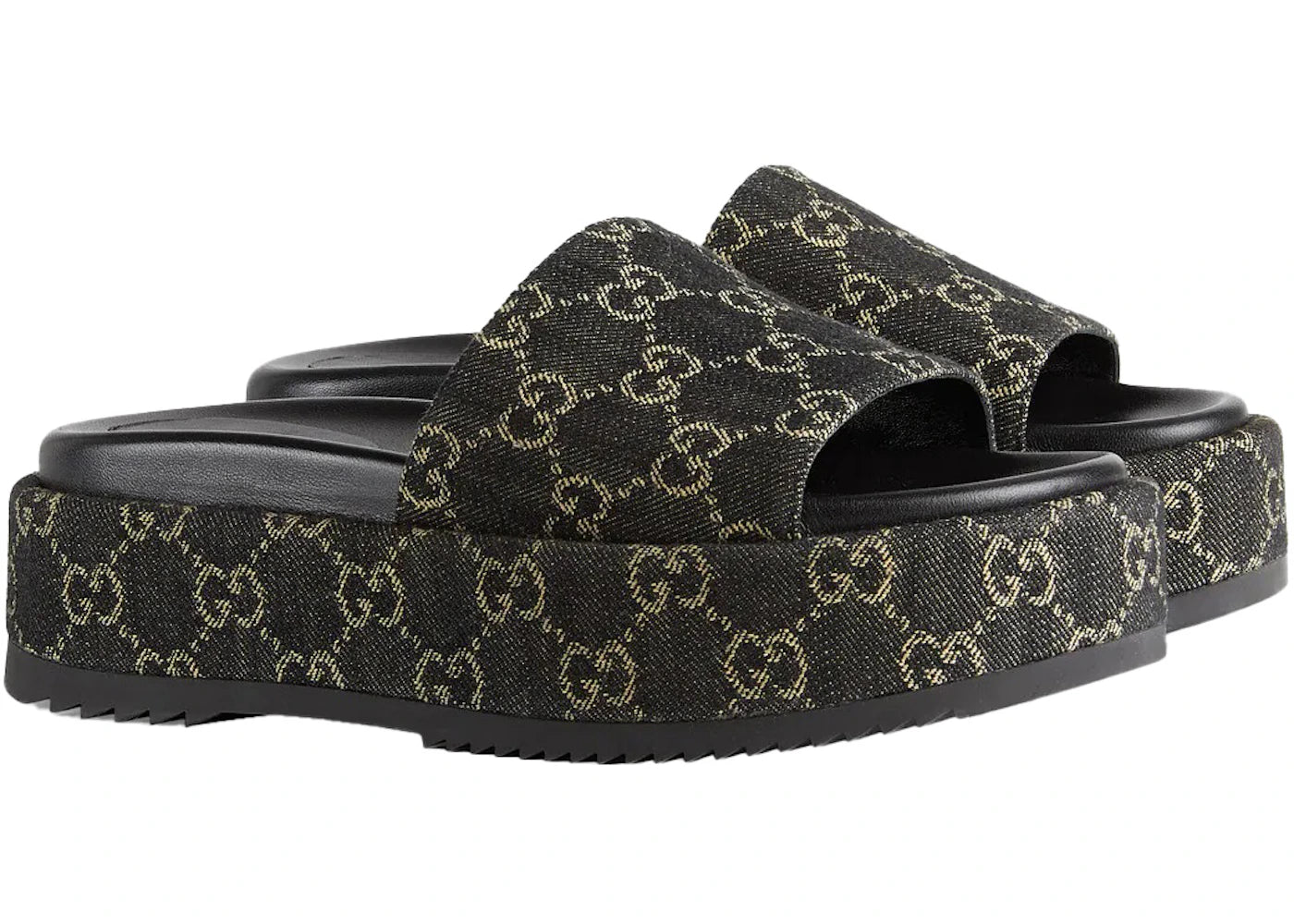 gucci angelina platform 55 mm sandal black jacquard denim