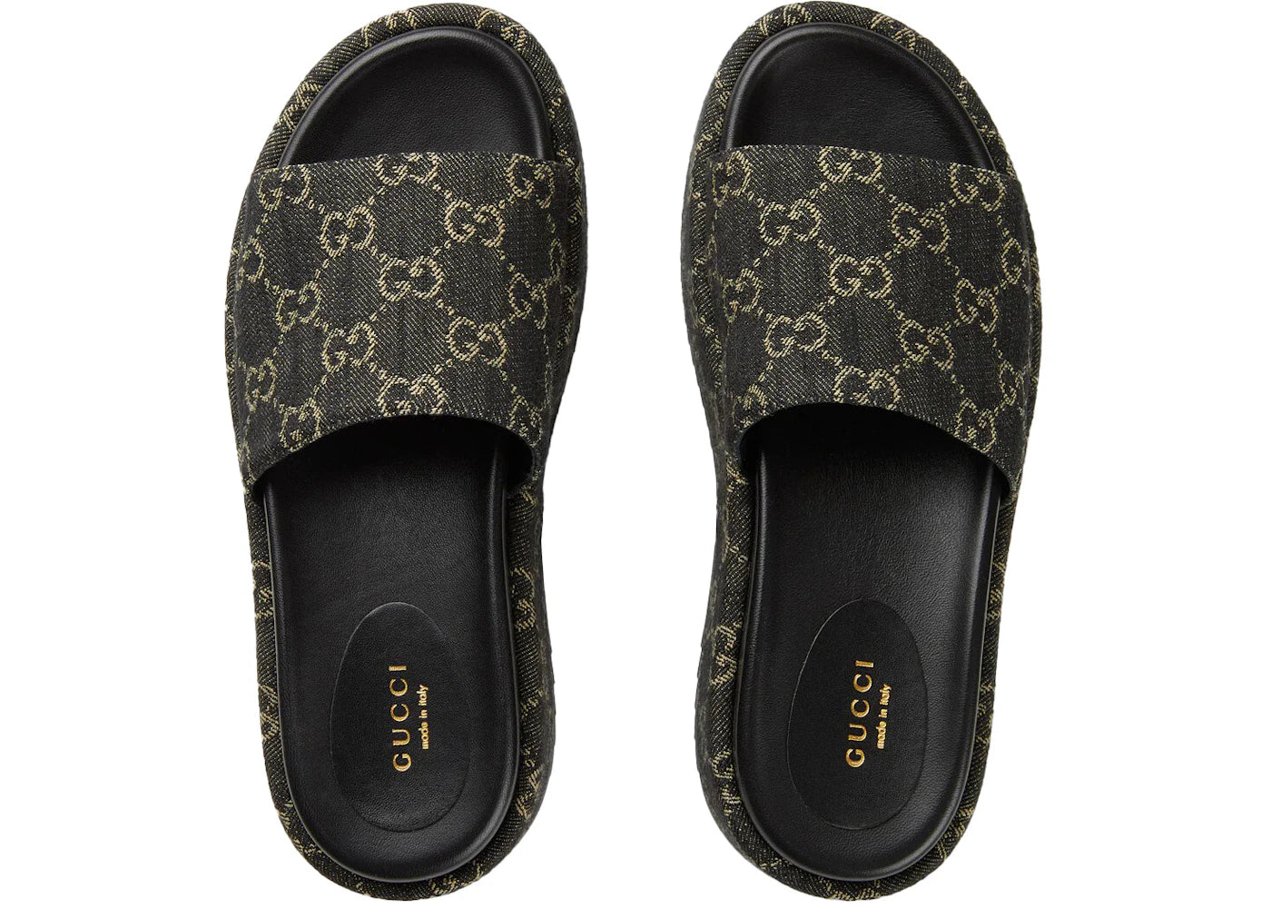 gucci angelina platform 55 mm sandal black jacquard denim