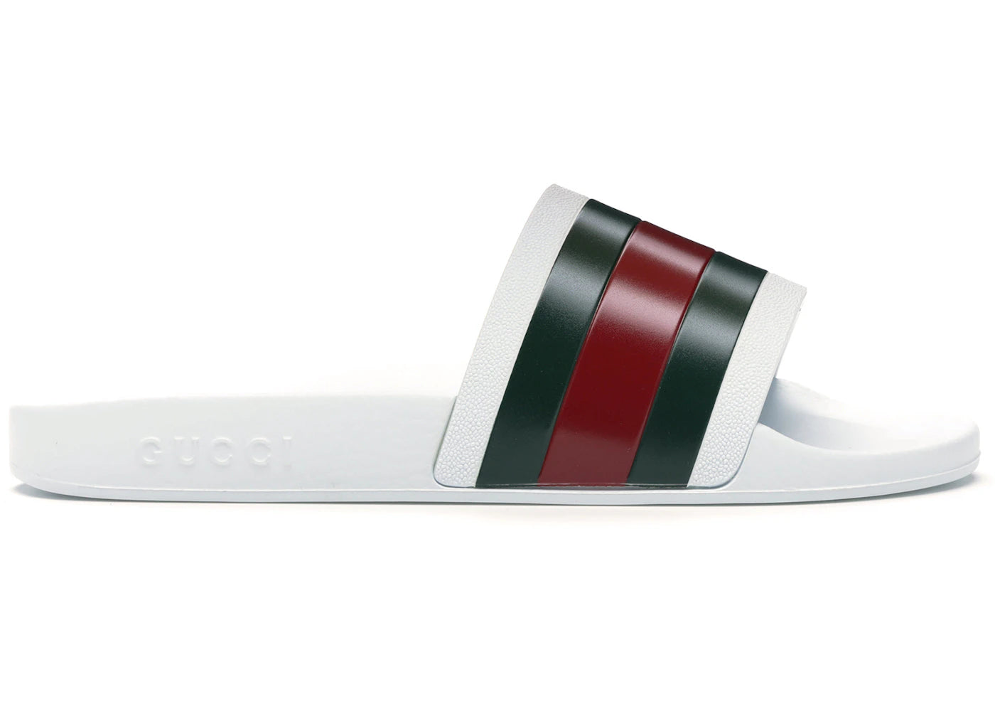 gucci pursuit pool slides white