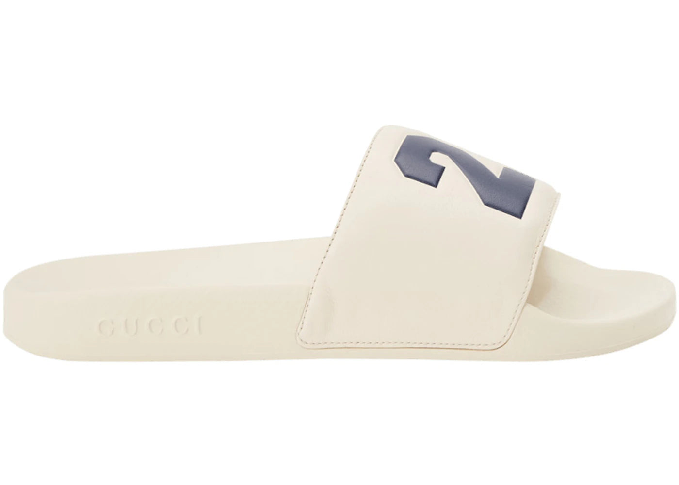 gucci pursuit rubber slide ivory blue