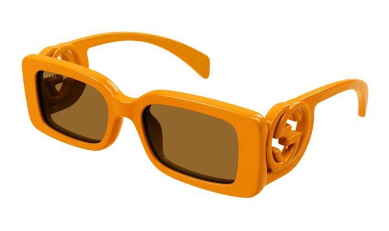 Gucci Rectangle Frame Sunglasses Orange/Brown One Size