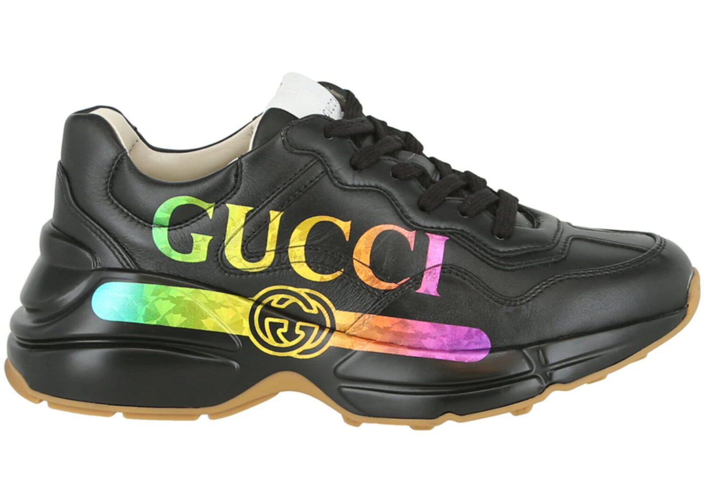 gucci rhyton rainbow logo sneaker black (women's)