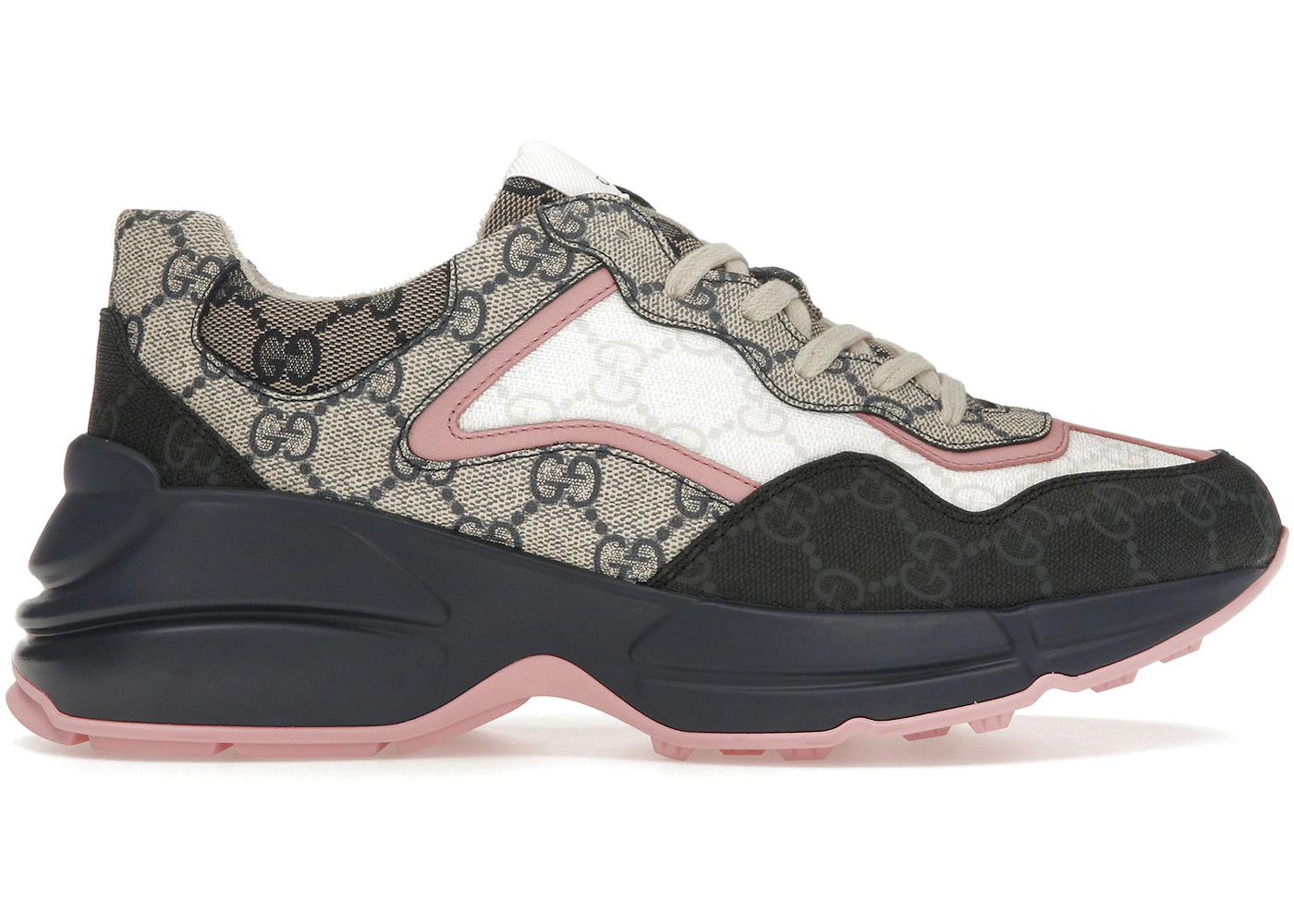 gucci rhyton sneaker beige blue monogram (women's)