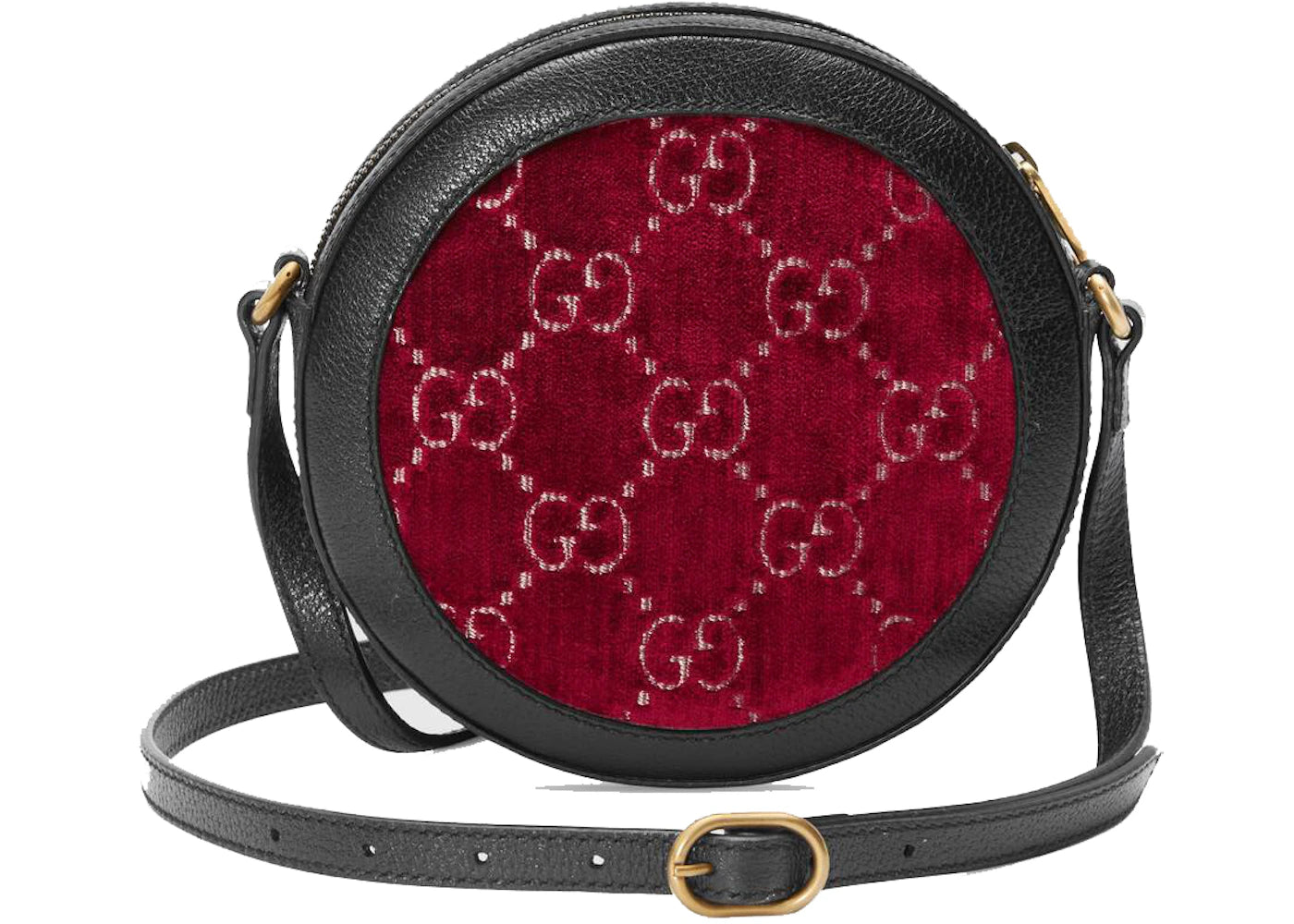 Gucci Round Gg Shoulder Bag Velvet Red/Black
