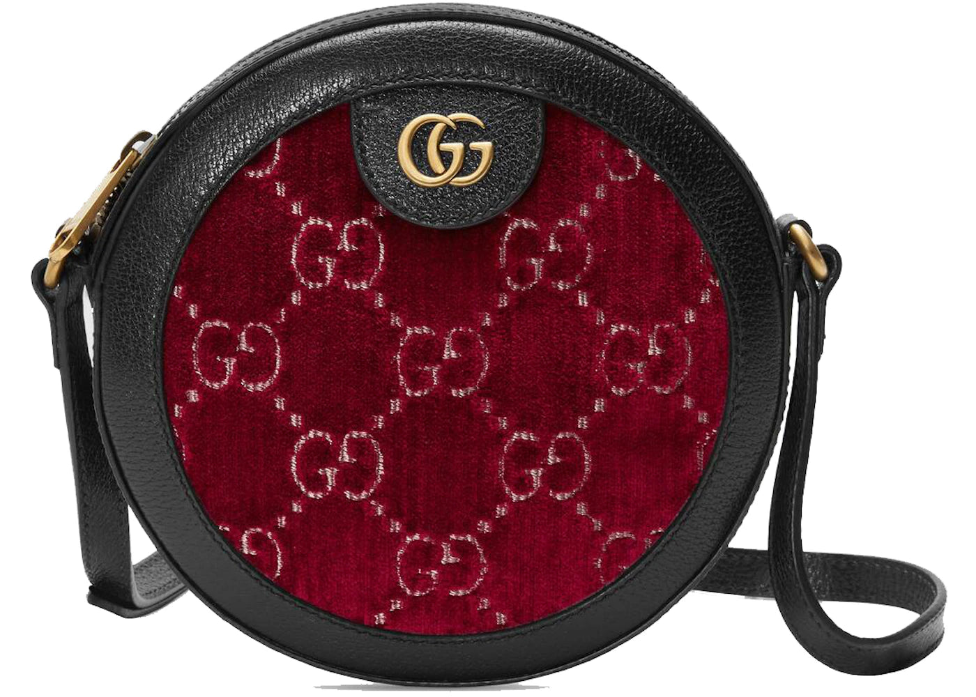 Gucci Round Gg Shoulder Bag Velvet Red/Black