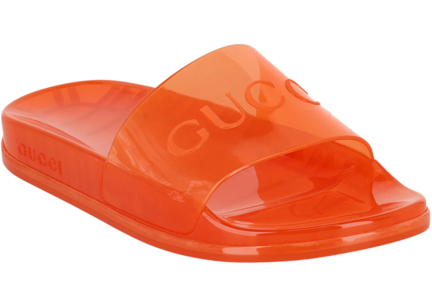 gucci rubber logo slides orange